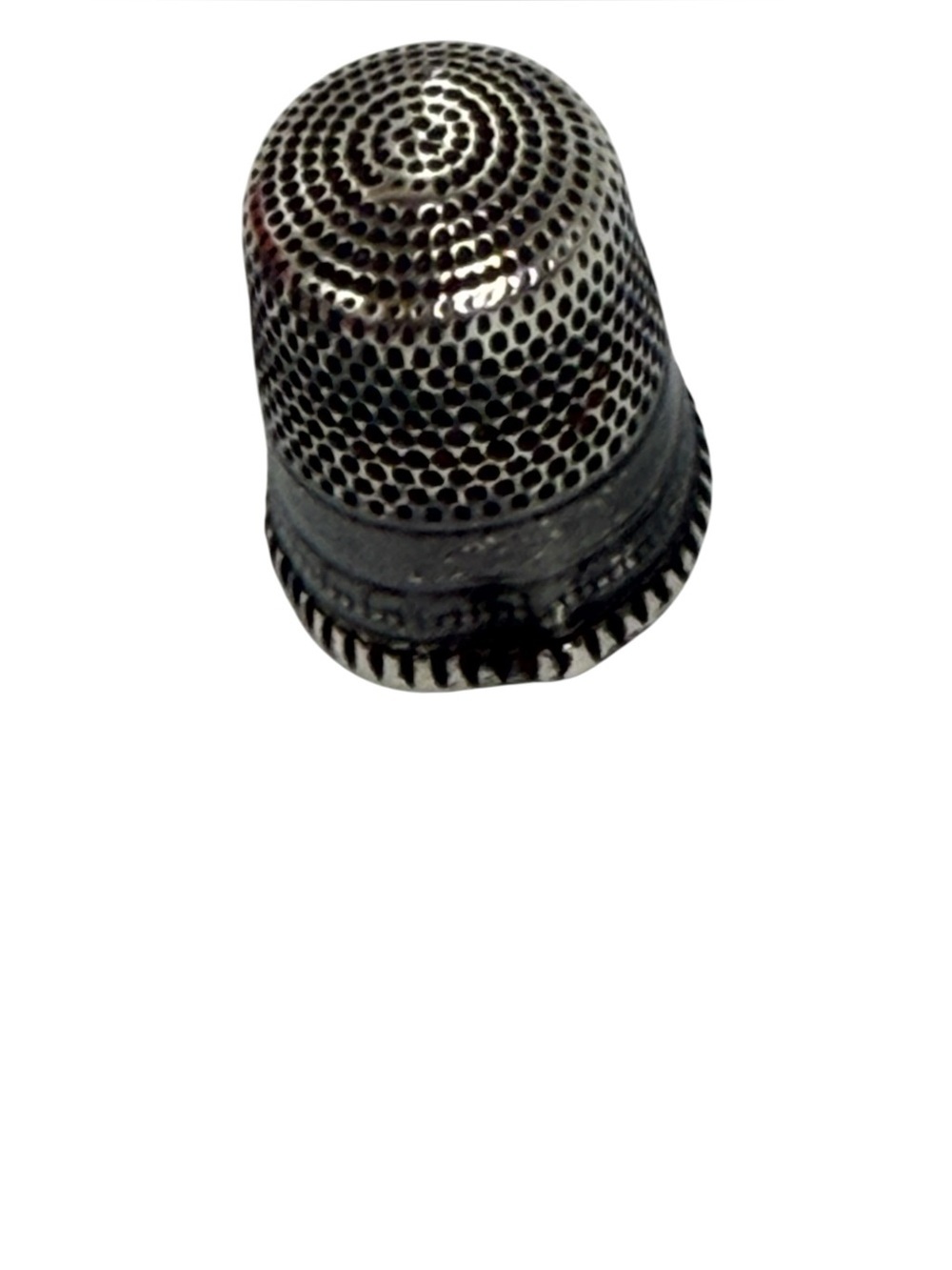 vintage sterling silver thimble, antique Priscilla pattern thimble - Picture 3 of 5